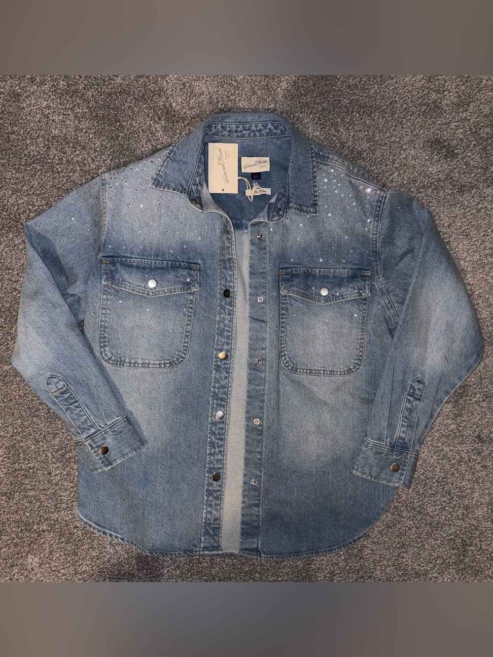 NWT Universal Thread Rhinestone Embellished Oversized Denim Shacket S